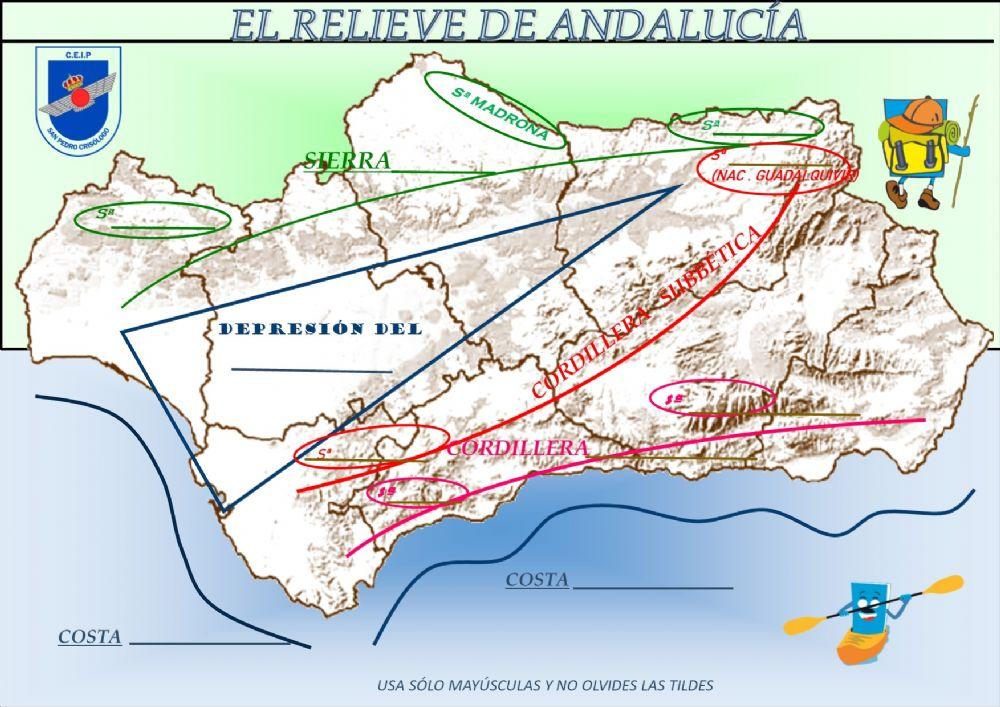 Mapa del relieve de andalucía