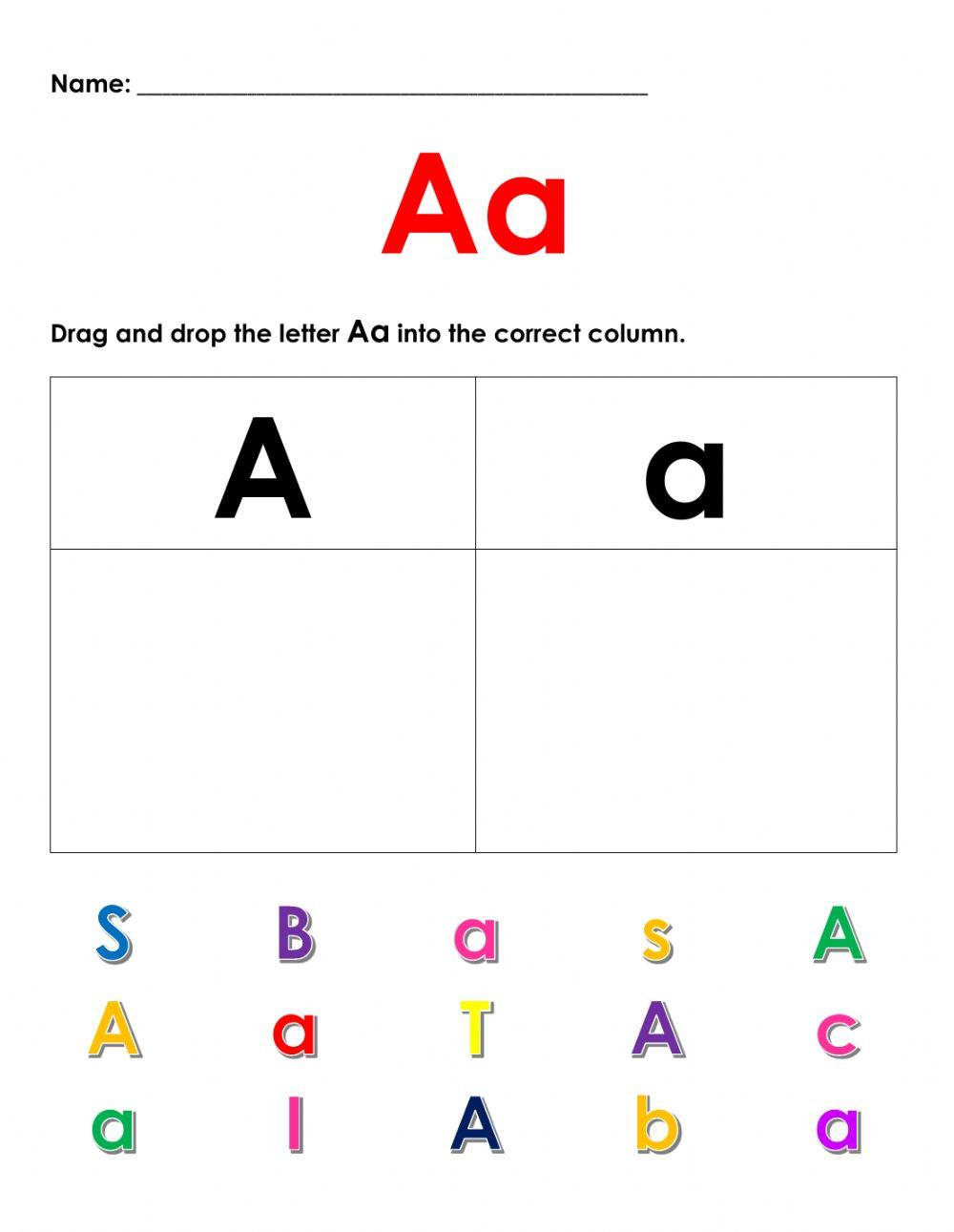 Uppercase and Lowercase Sorting (Letter A)