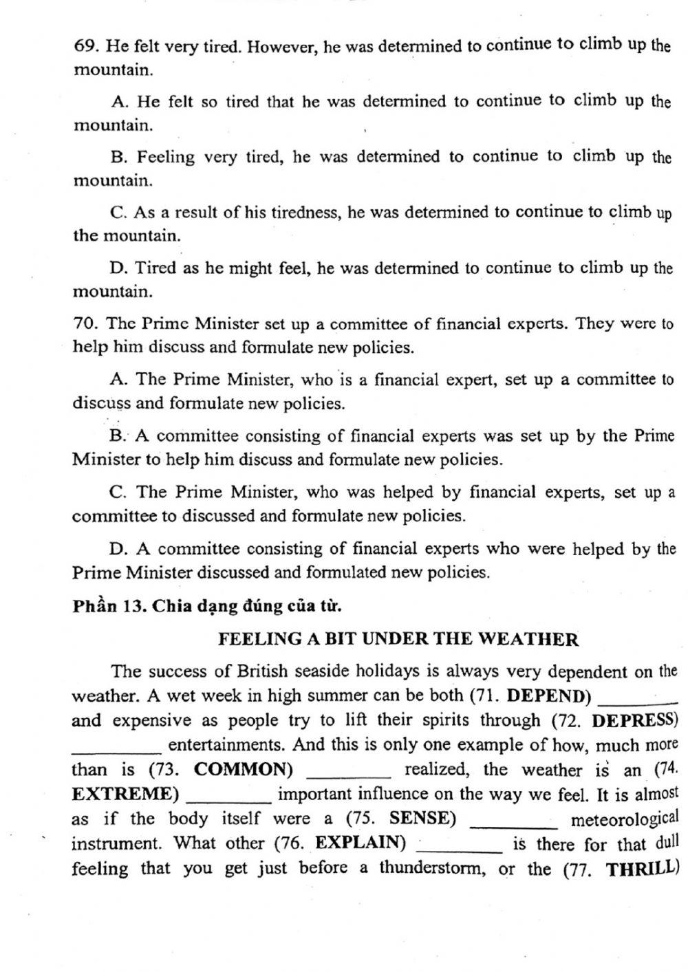 Đề thi đánh giá năng lực ngoại ngữ Tiếng Anh vào lớp 10 Chuyên ngoại ngữ - Số 8.2