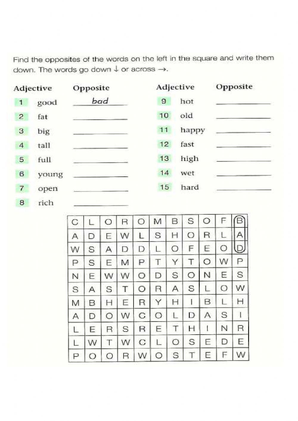 Opposites: ADJECTIVES