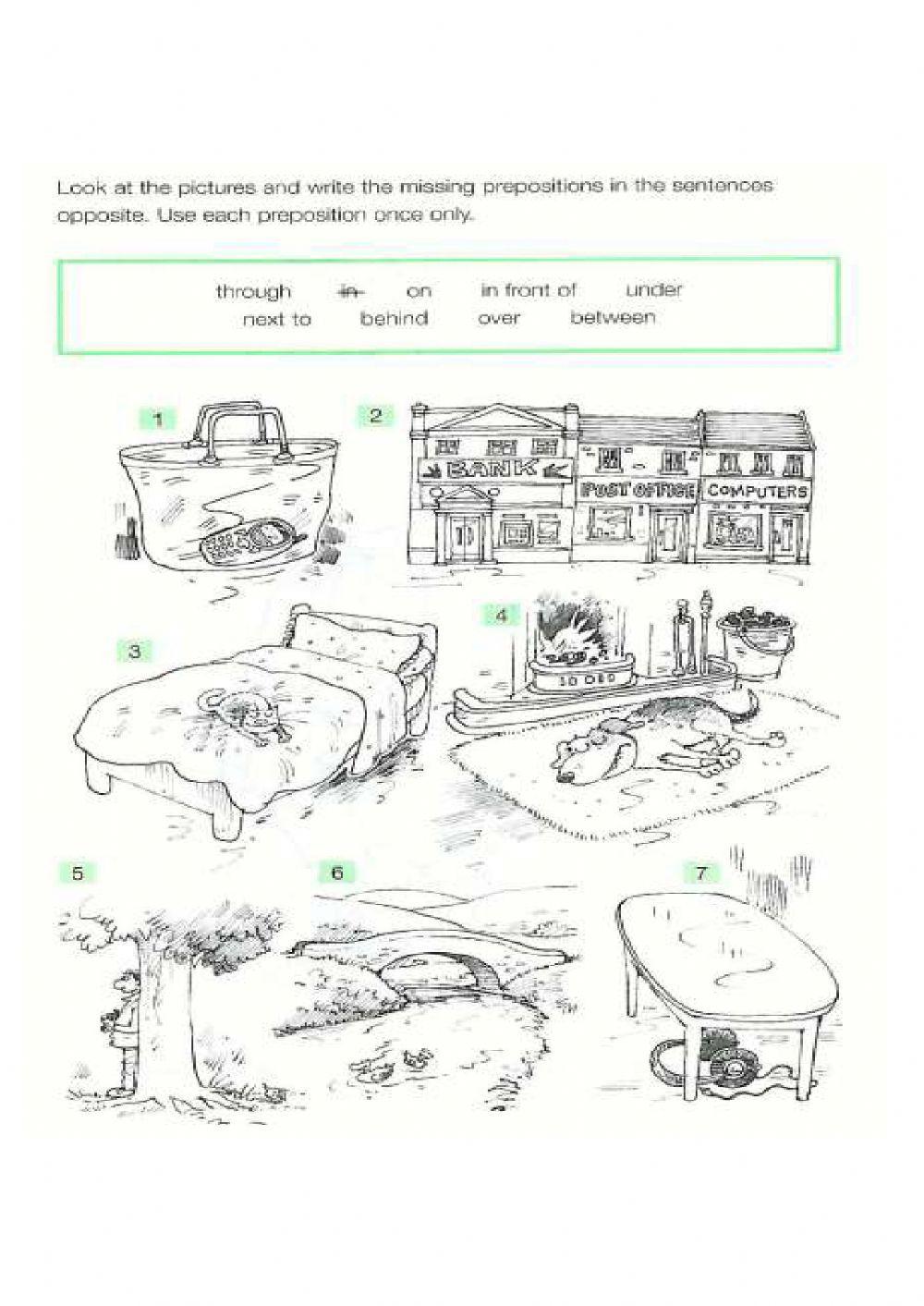 Prepositions of place, verbs and food vocabulary