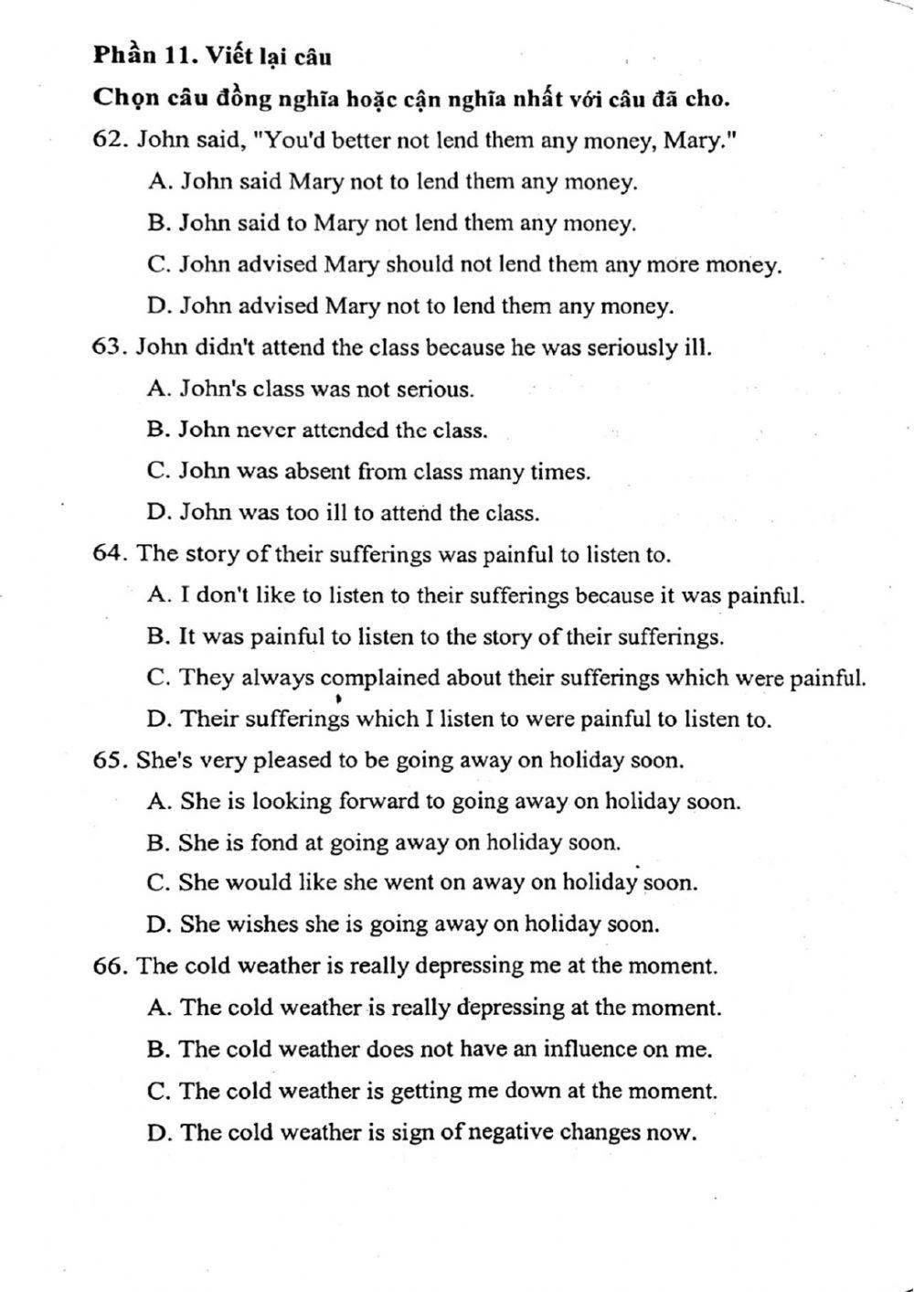 Đề thi đánh giá năng lực ngoại ngữ Tiếng Anh vào lớp 10 Chuyên ngoại ngữ - Số 10.2