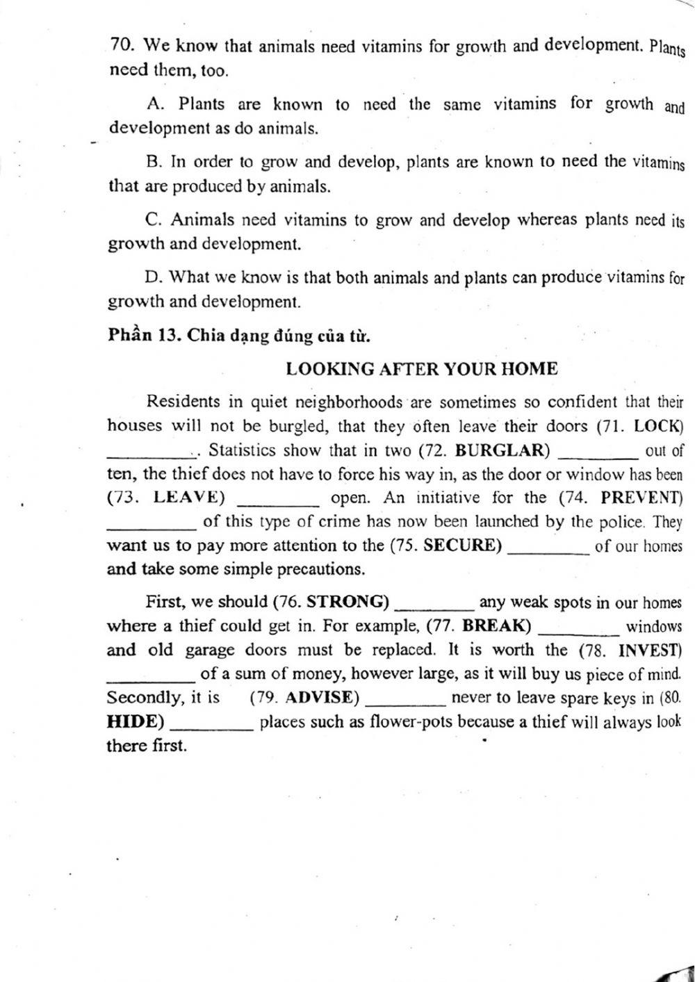 Đề thi đánh giá năng lực ngoại ngữ Tiếng Anh vào lớp 10 Chuyên ngoại ngữ - Số 10.2