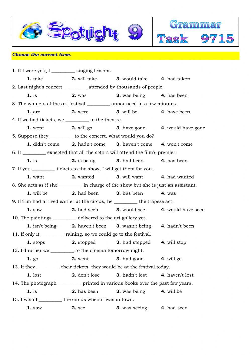 Spotlight 9 Task 9715