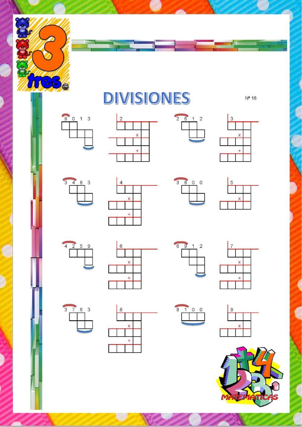 18 Divisiones con prueba de la división