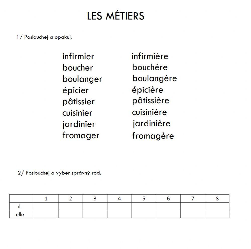 Métiers - prononciation
