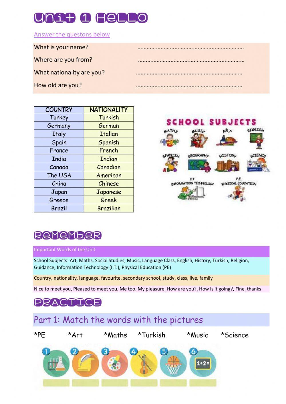 Grade 5 Unit 1 Hello