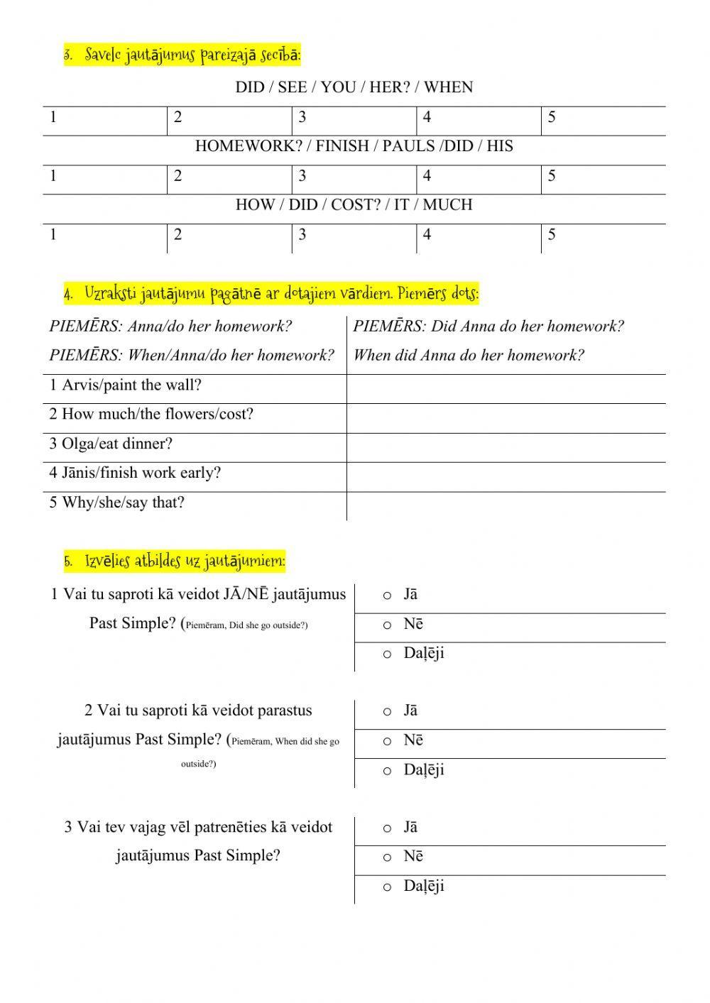 Past Simple: questions