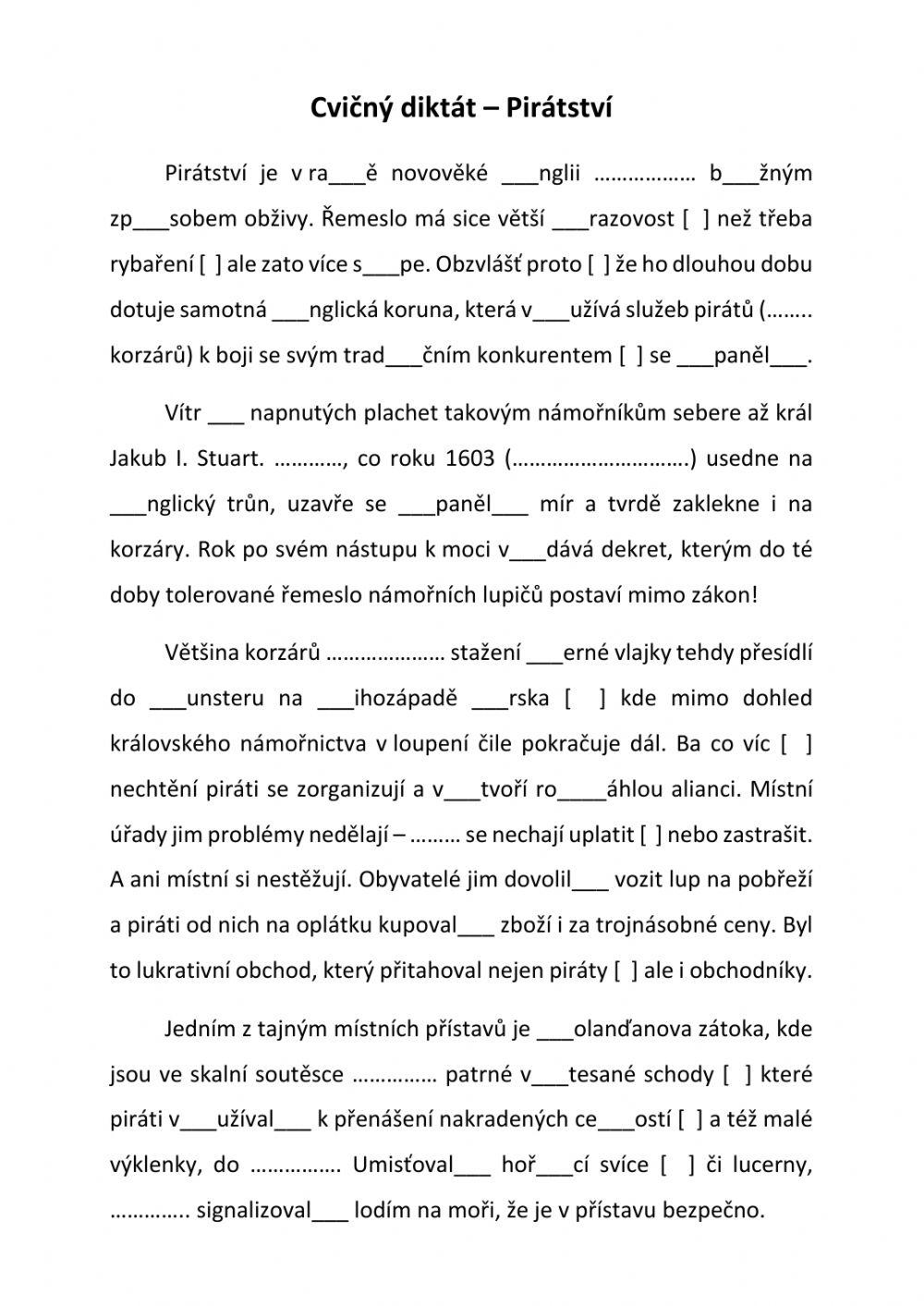 Cvičný diktát - Piráti