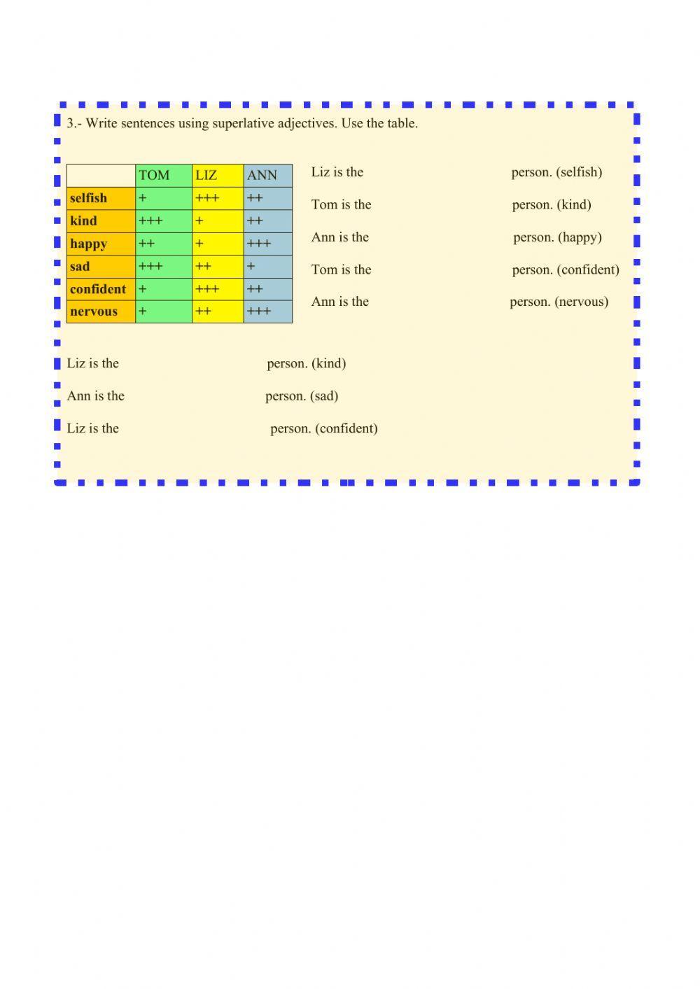 Comparative and superlative adjectives