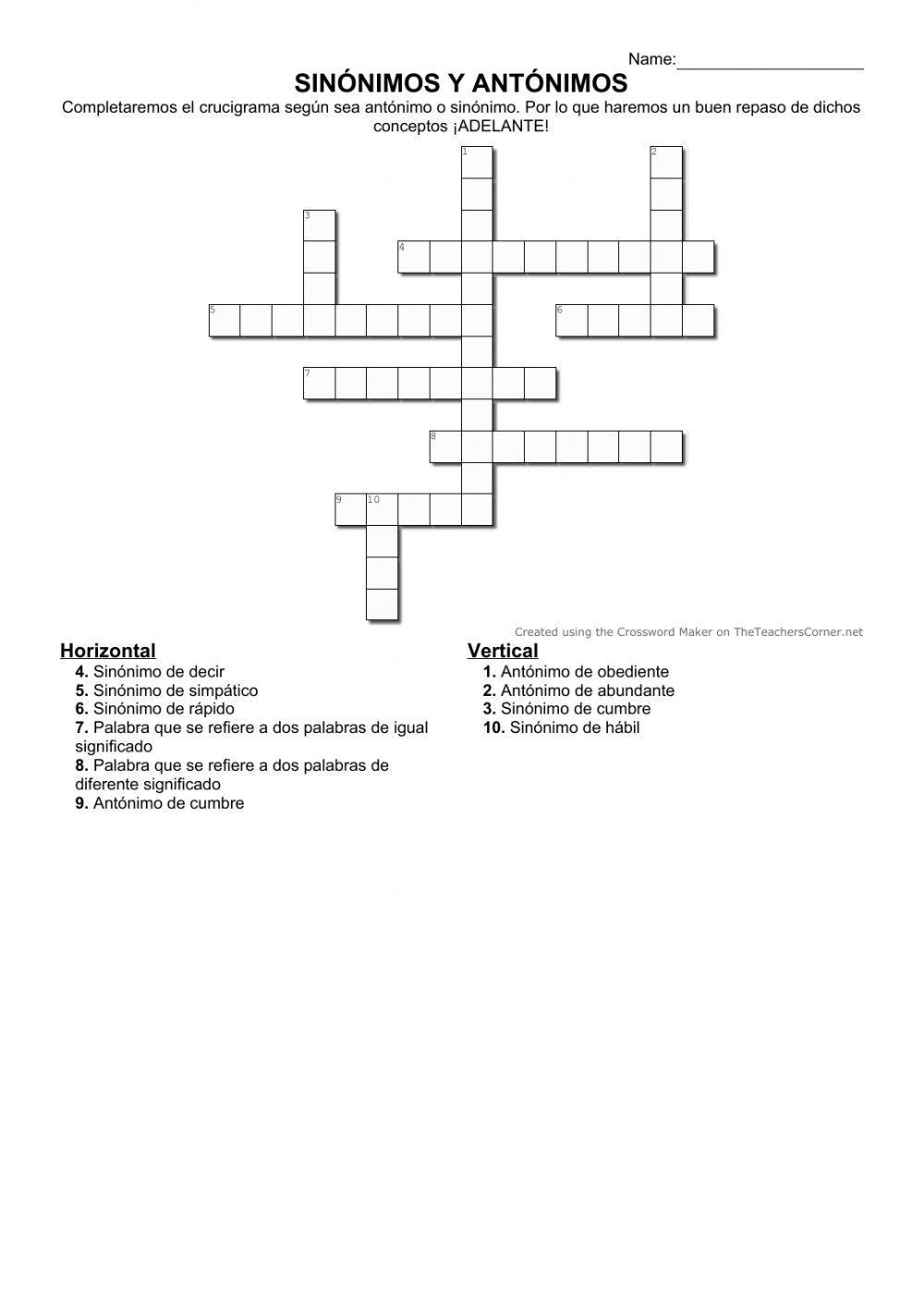 Sinónimos y antónimos