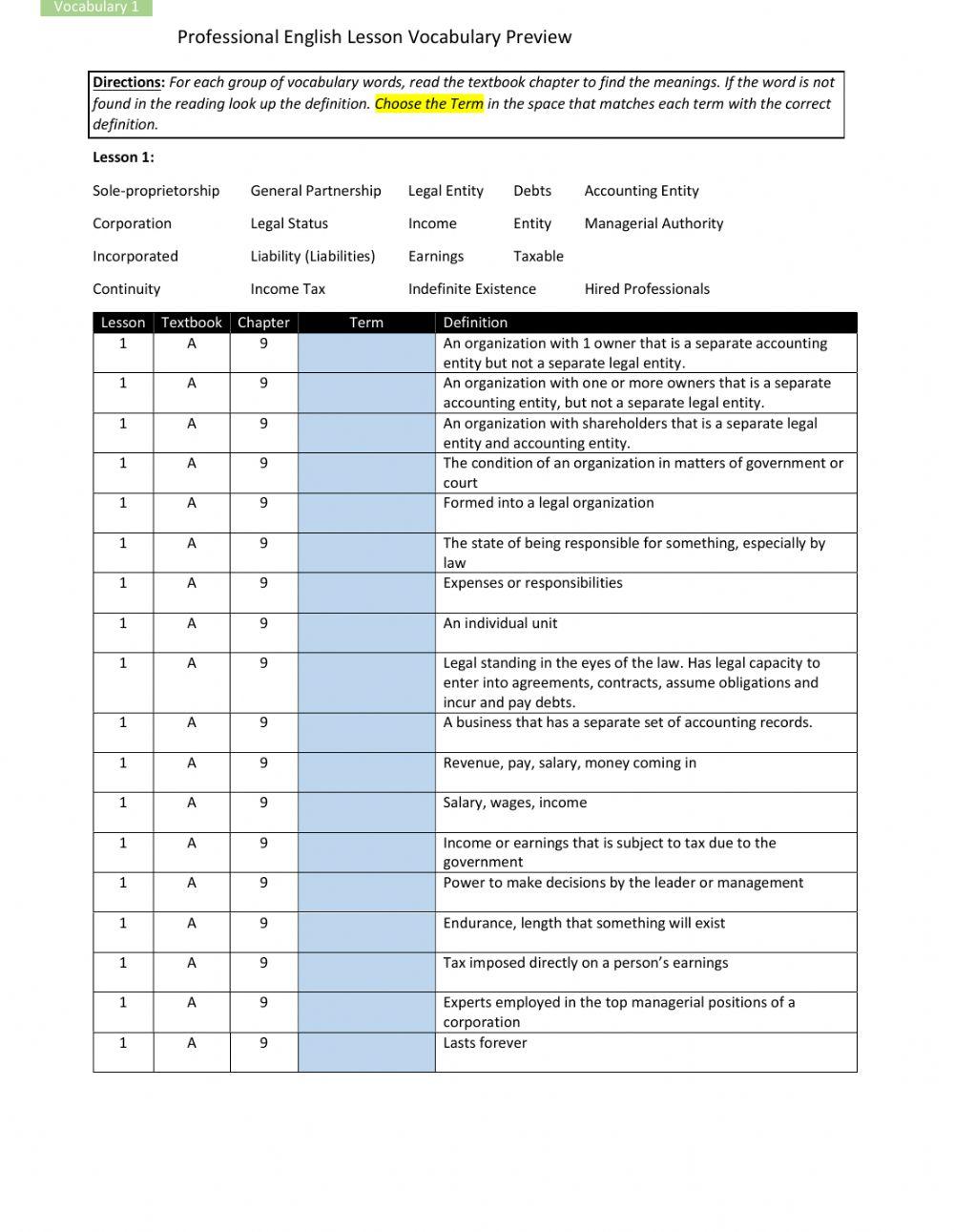PC Vocabulary Lesson 01