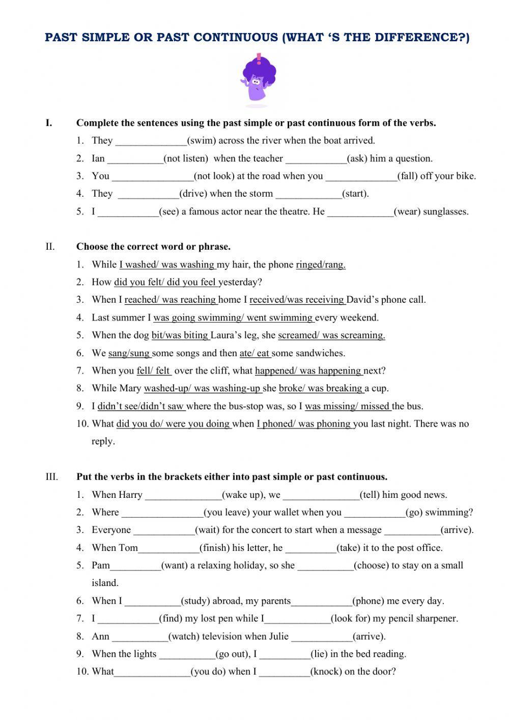 Past simple or past continuous (6th form)