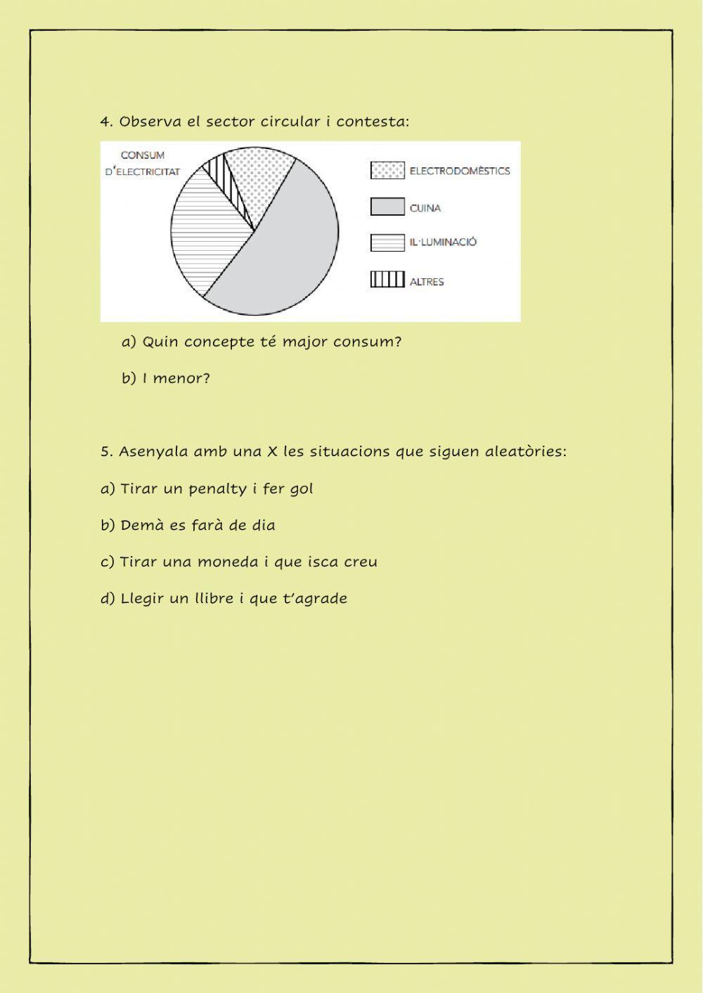 Estadística, atzar i probabilitat - Reforç tema 4