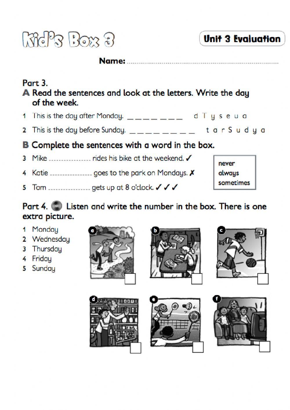 Kids Box 3 Unit 3 Test 6377955 Blisa Live Worksheets