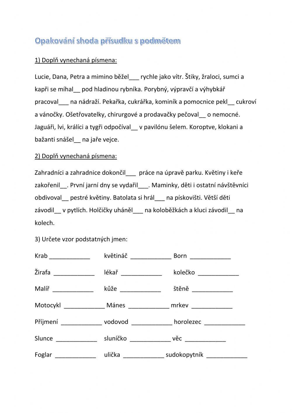 Shoda přísudku s podmětem -opakování