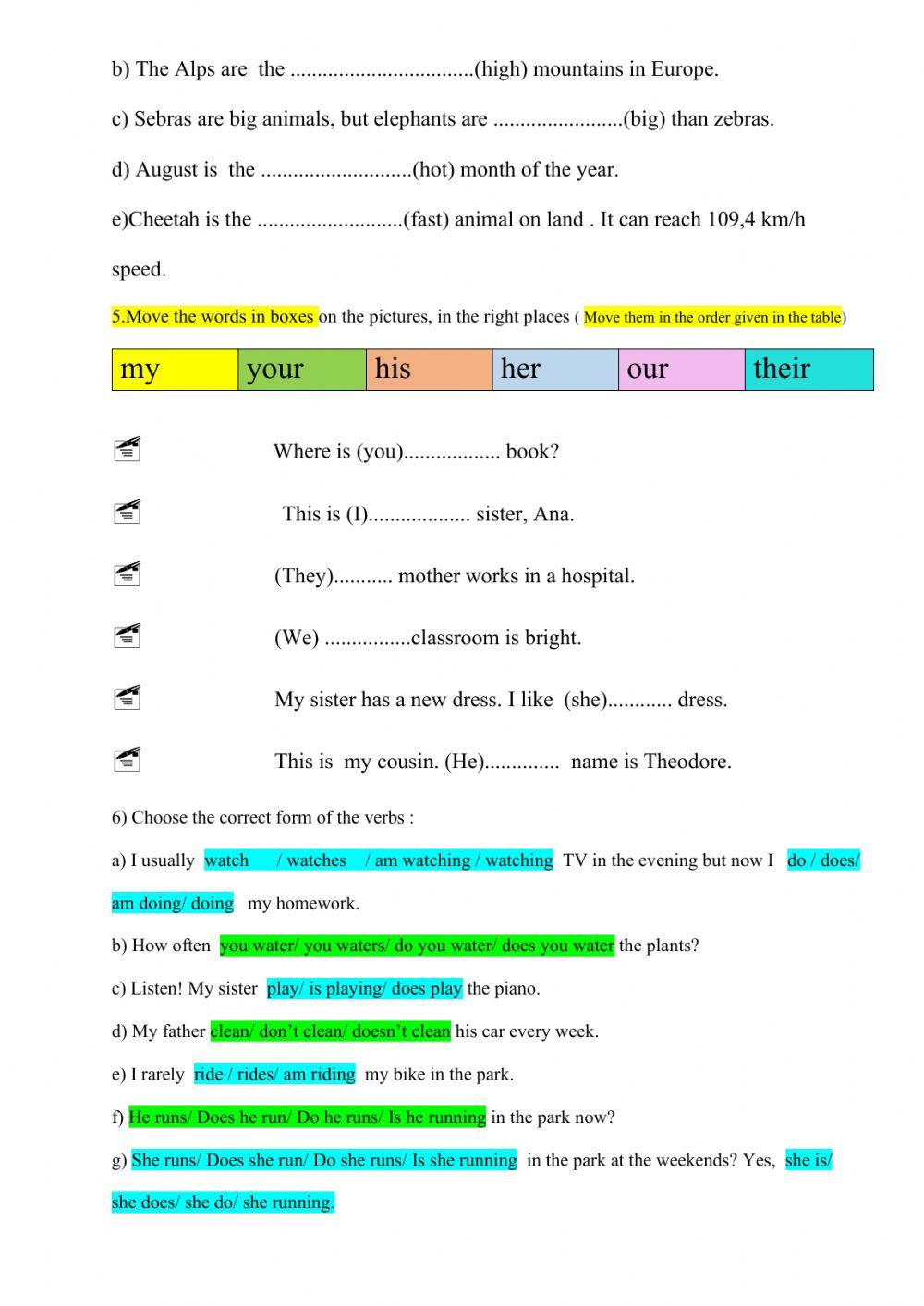Evaluare sumativă sem I- Test final of the 1st semester