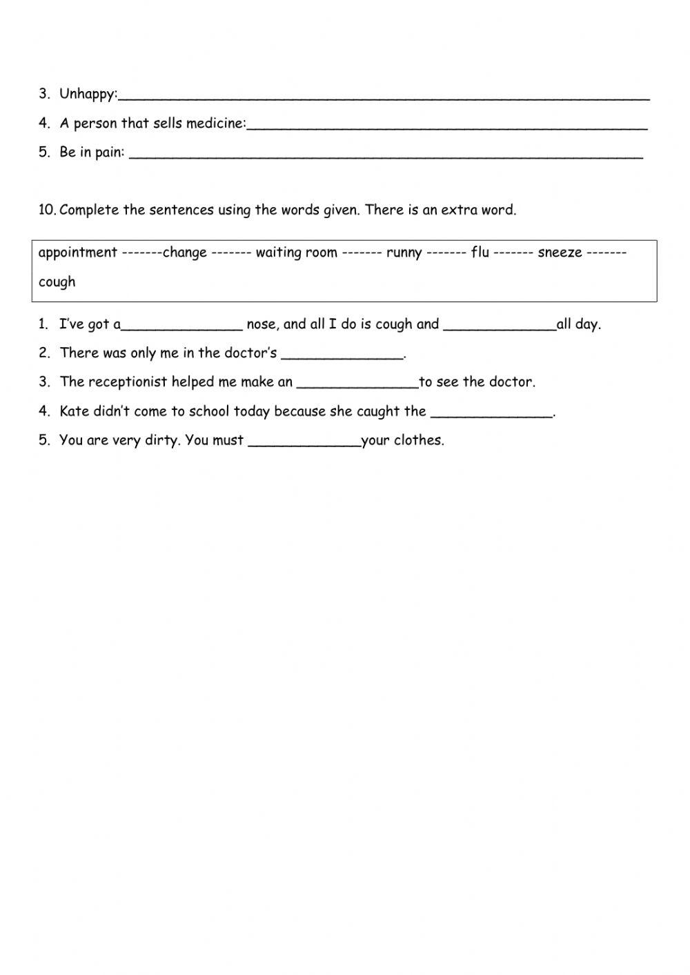 Vocabulary test, c' class