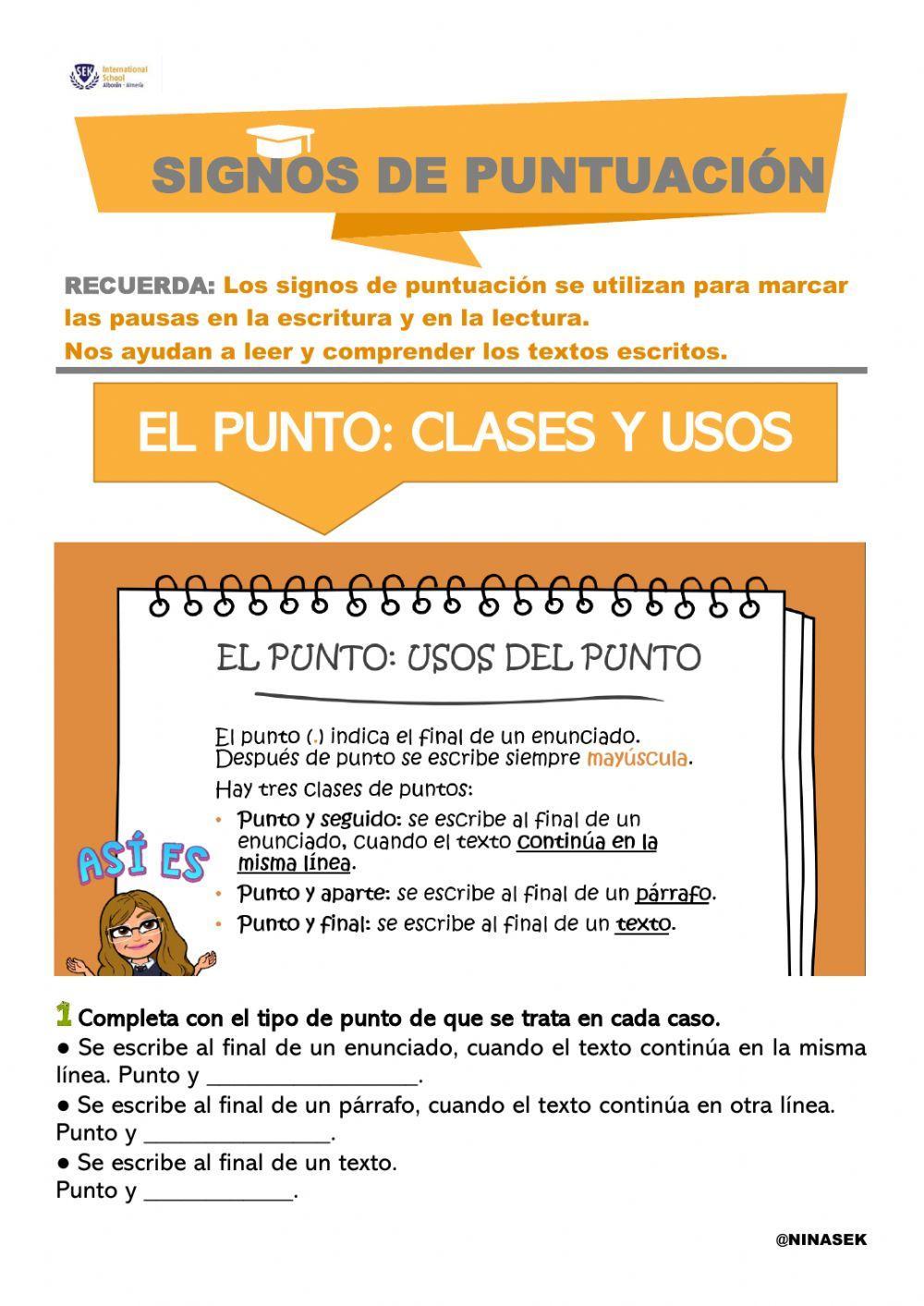 El punto: tipos y usos