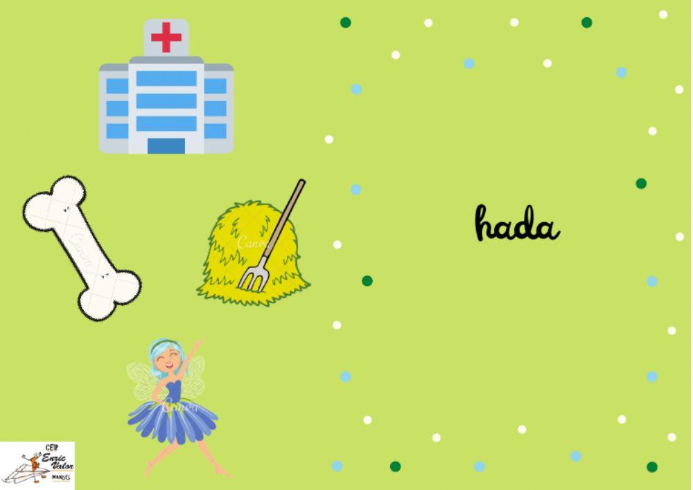 Lectura h, palabra dibujo