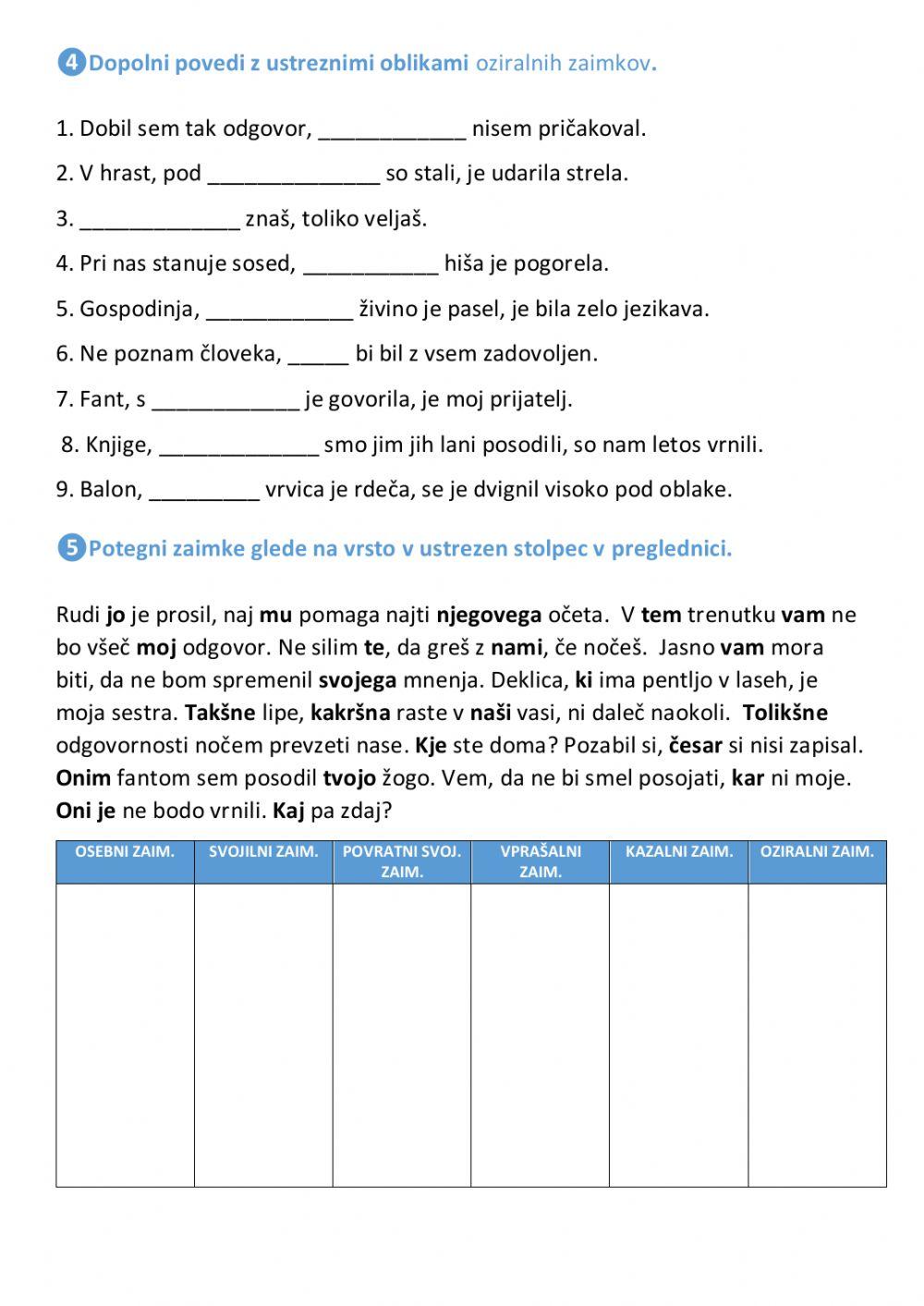 Prevejanje znanja besednih vrst Prevejanje znanja besednih vrst