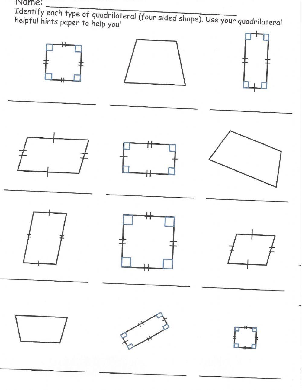 Classifying Quadrilaterals online exercise for | Live Worksheets