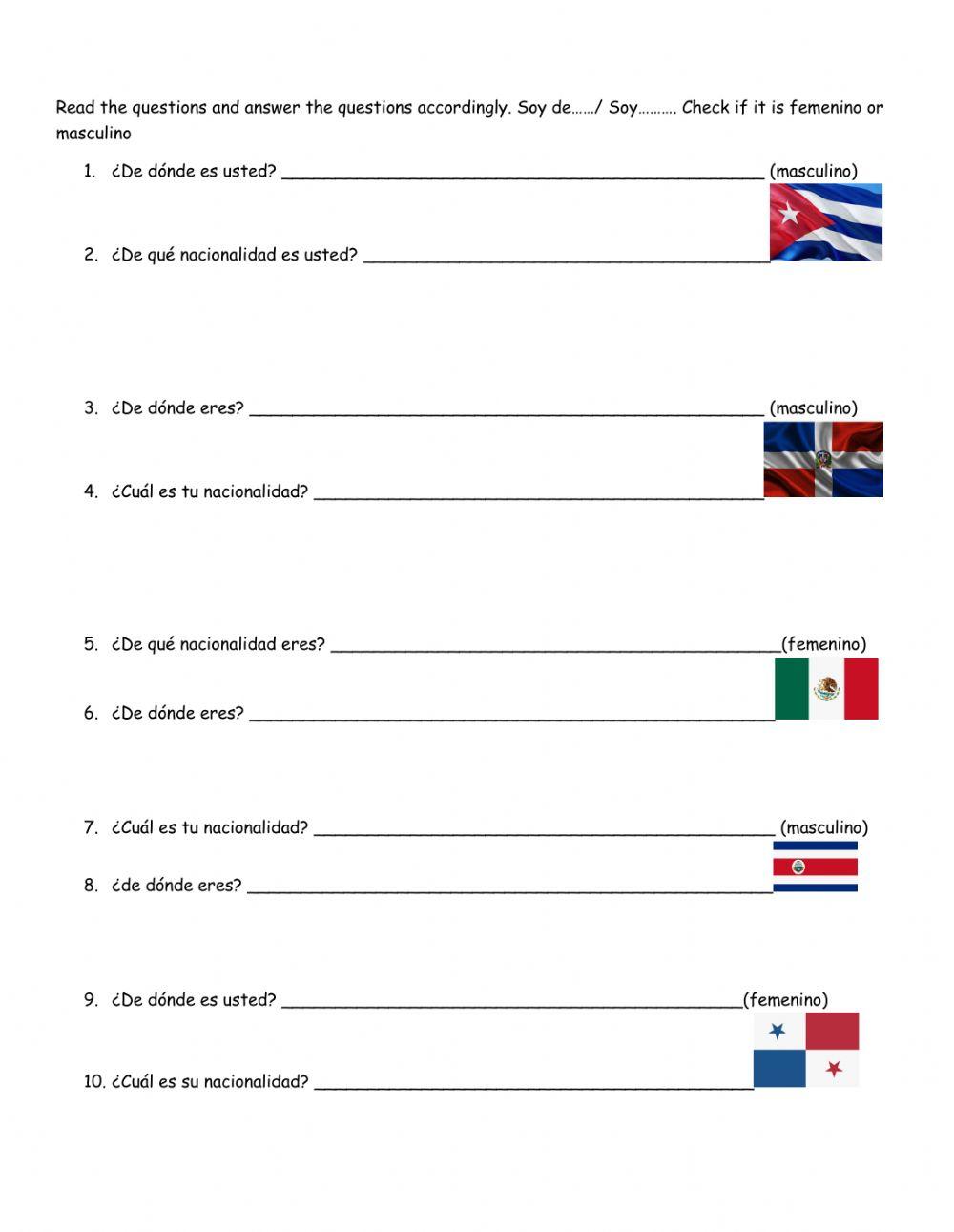 Nacionalidades y banderas de los paises hispanohalantes de Centro America y el Caribe