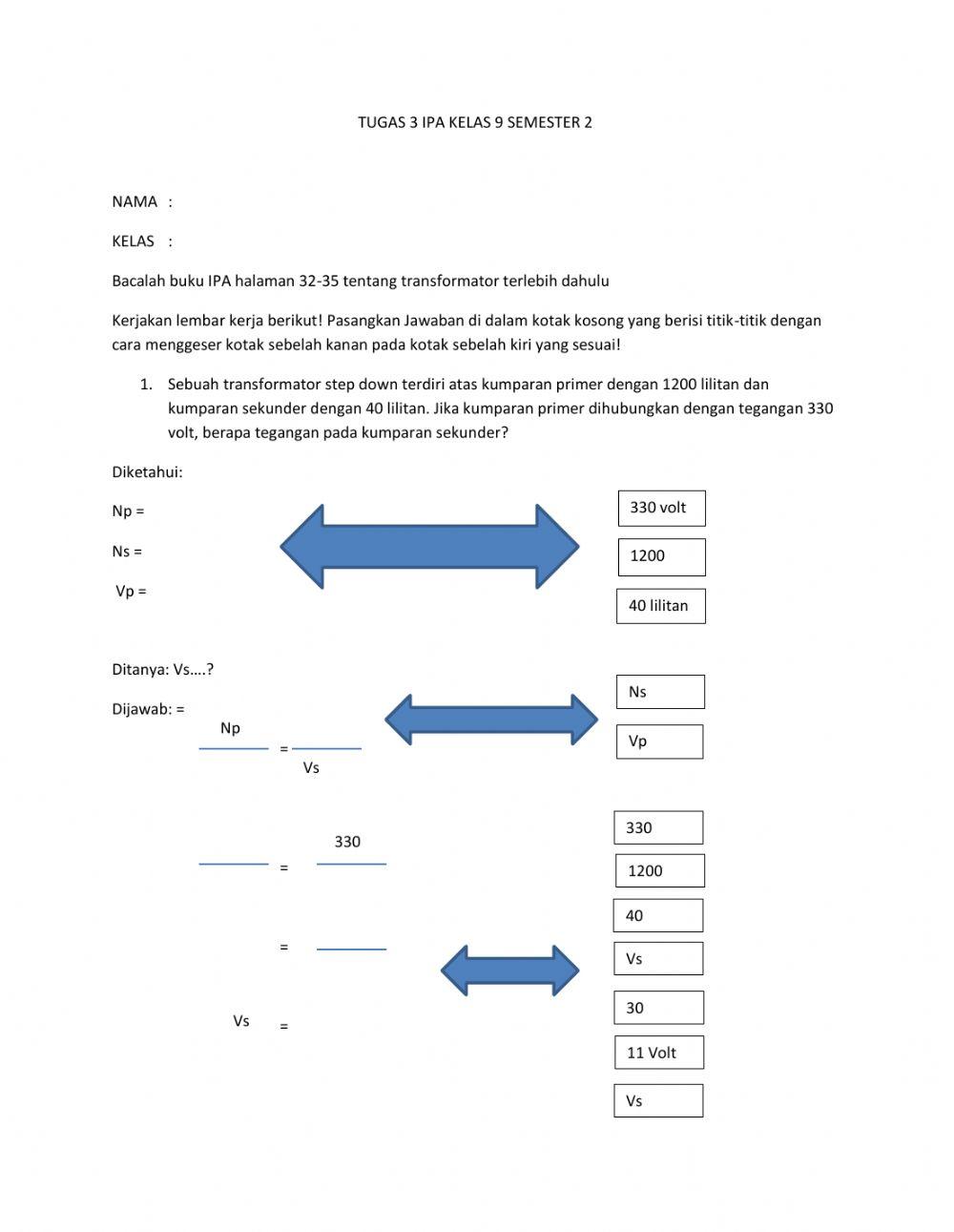 Lembar kerja transformator