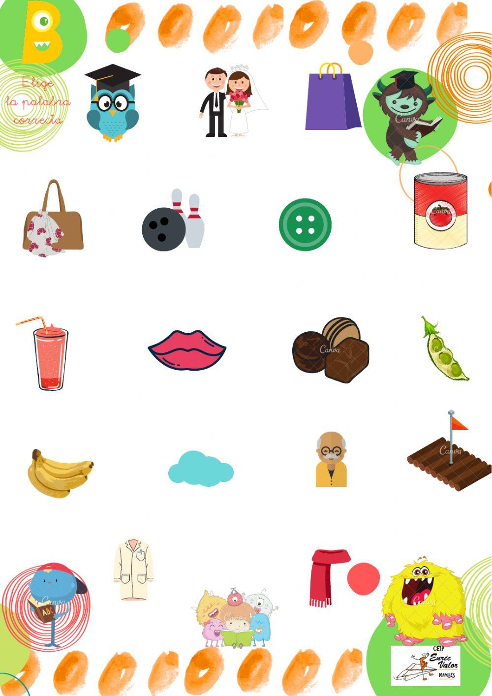 Elige la palabra correspondiente, lectura b