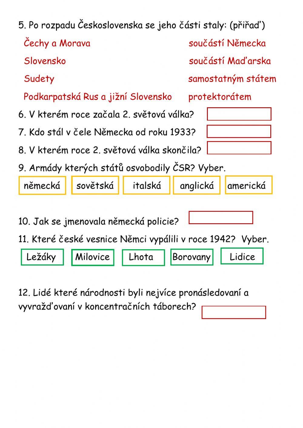 ČSR, 2. světová válka test