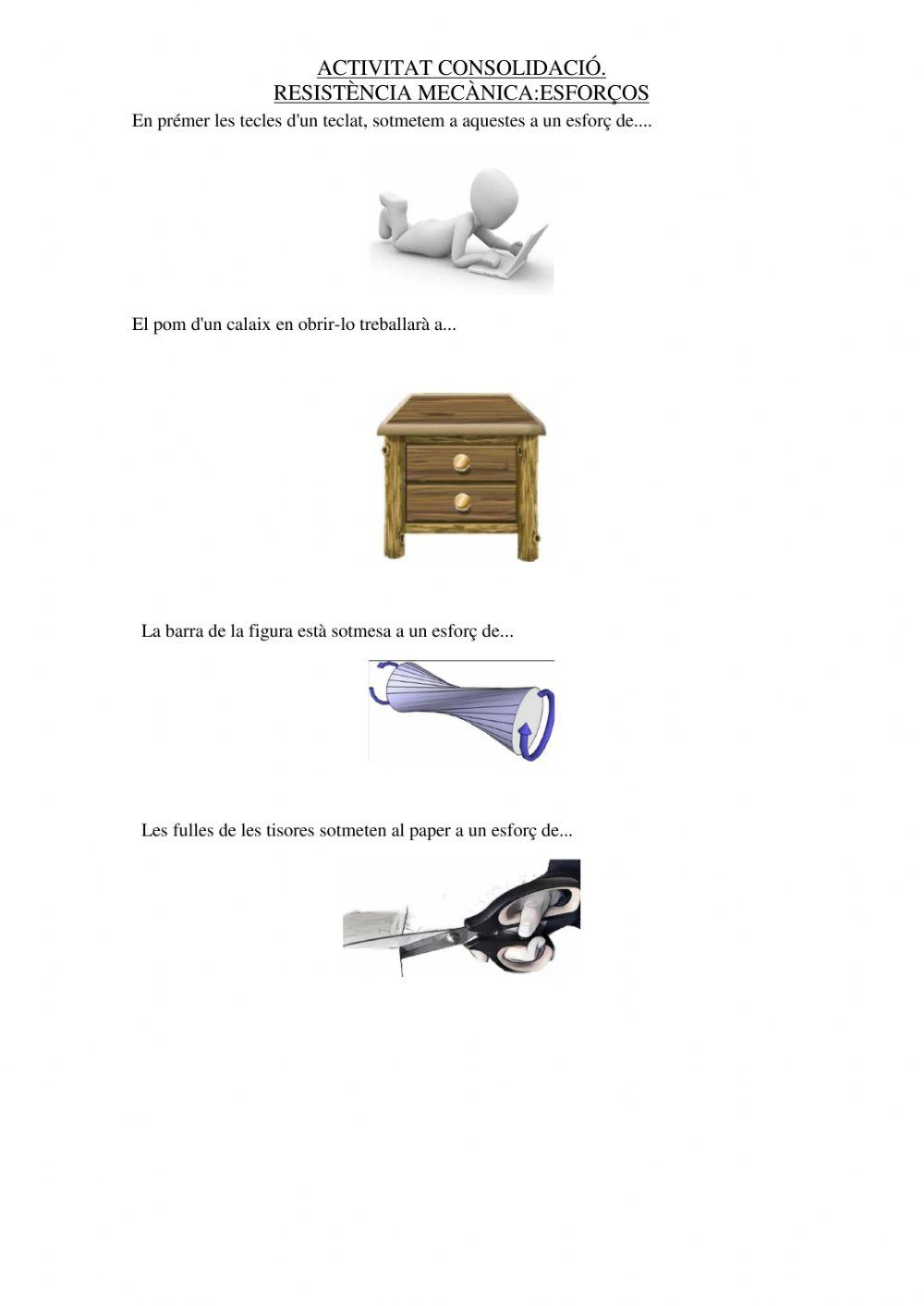 Activitats: Resistència mecànica. Esforços