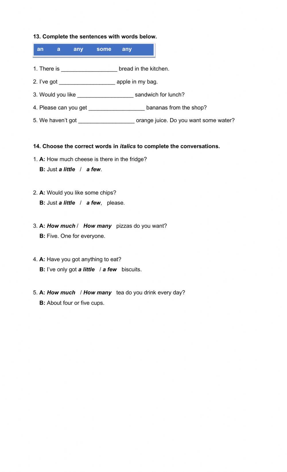 A2 KEY GRAMMAR AND VOCABULARY EXAM