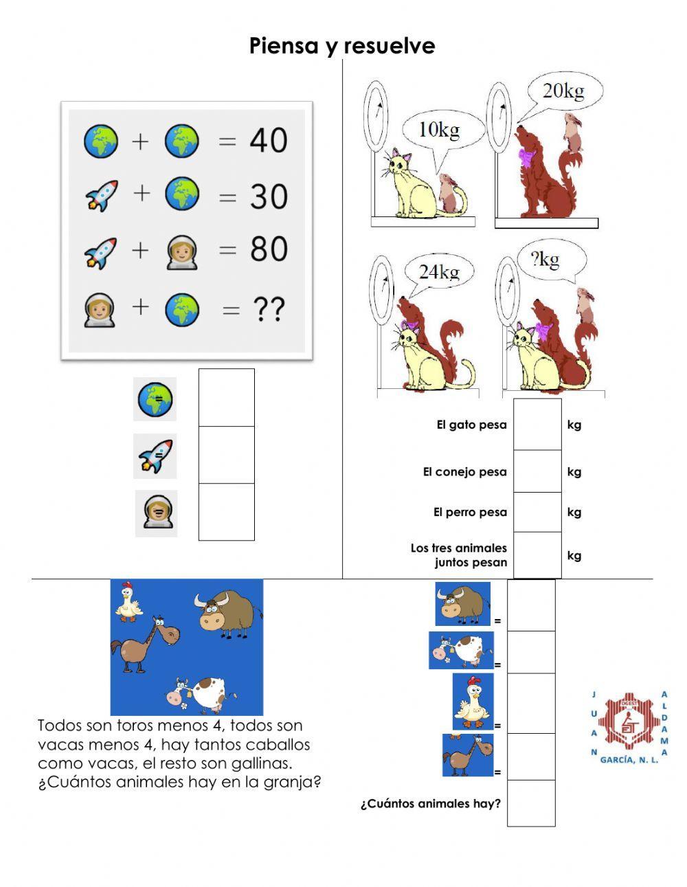 Piensa y resuelve los acertijos matemáticos Piensa y resuelve los acertijos matemáticos