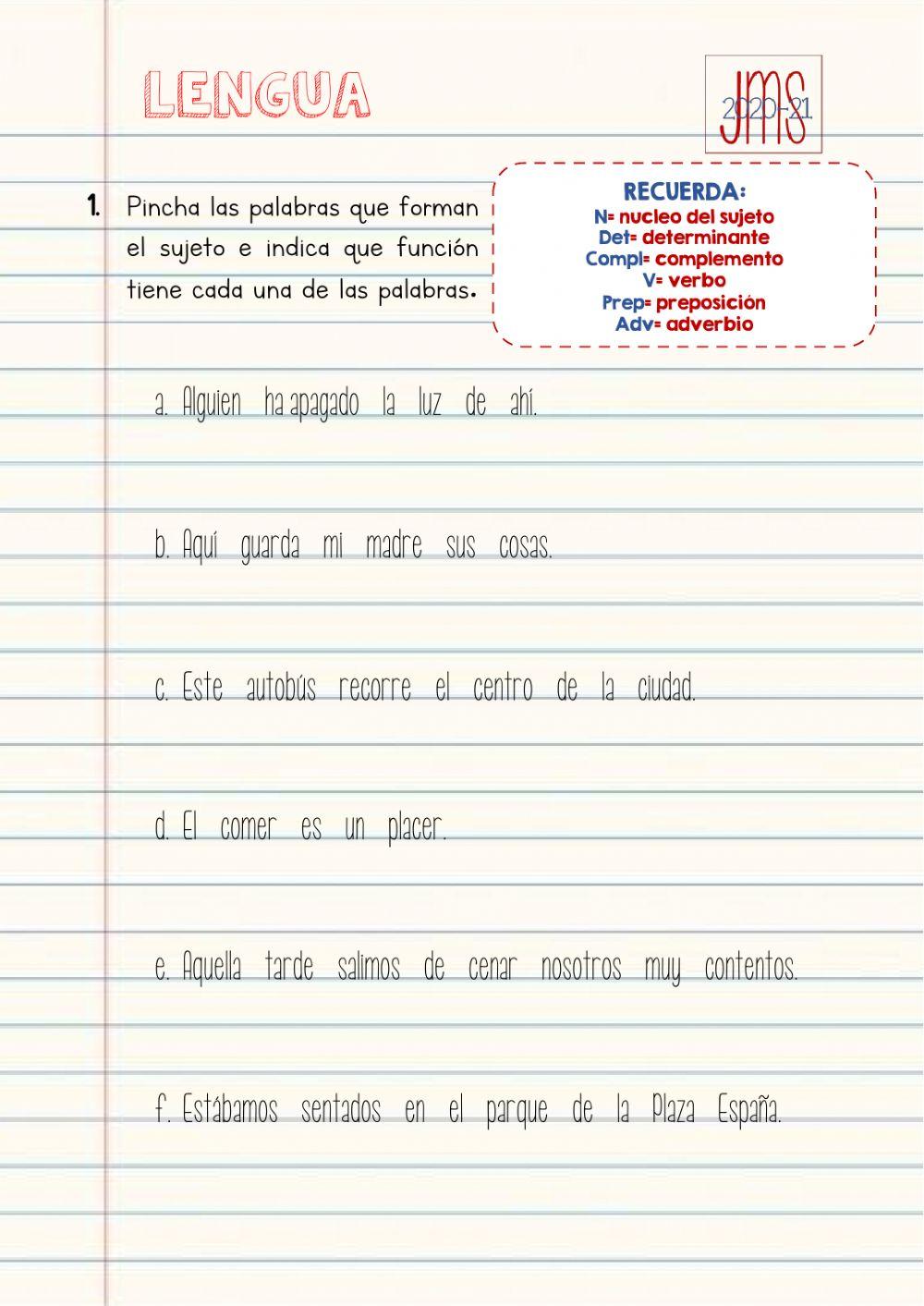 Análisis morfológico: sujeto