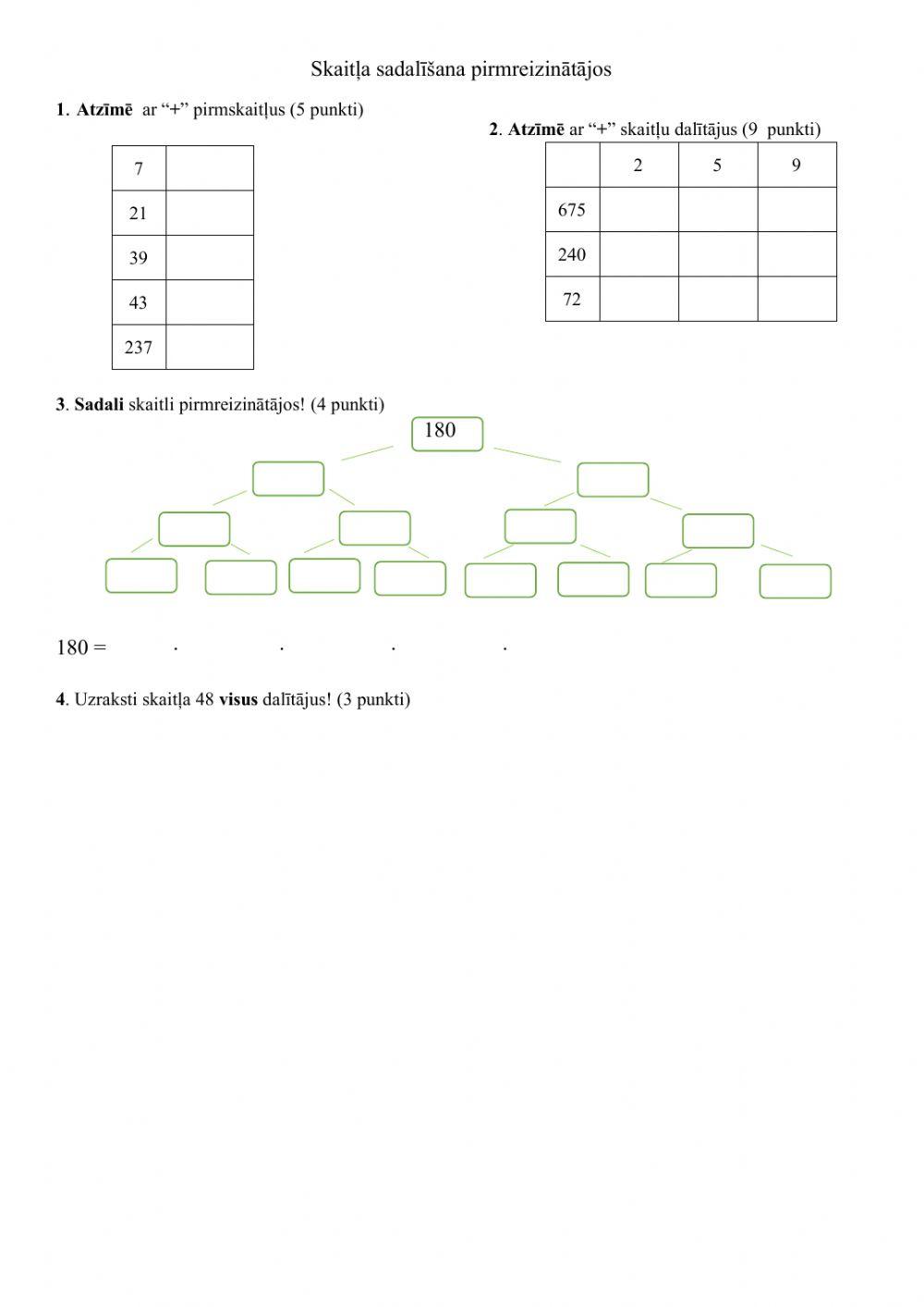 Skaitļa sadalīšana pirmreizinātājos