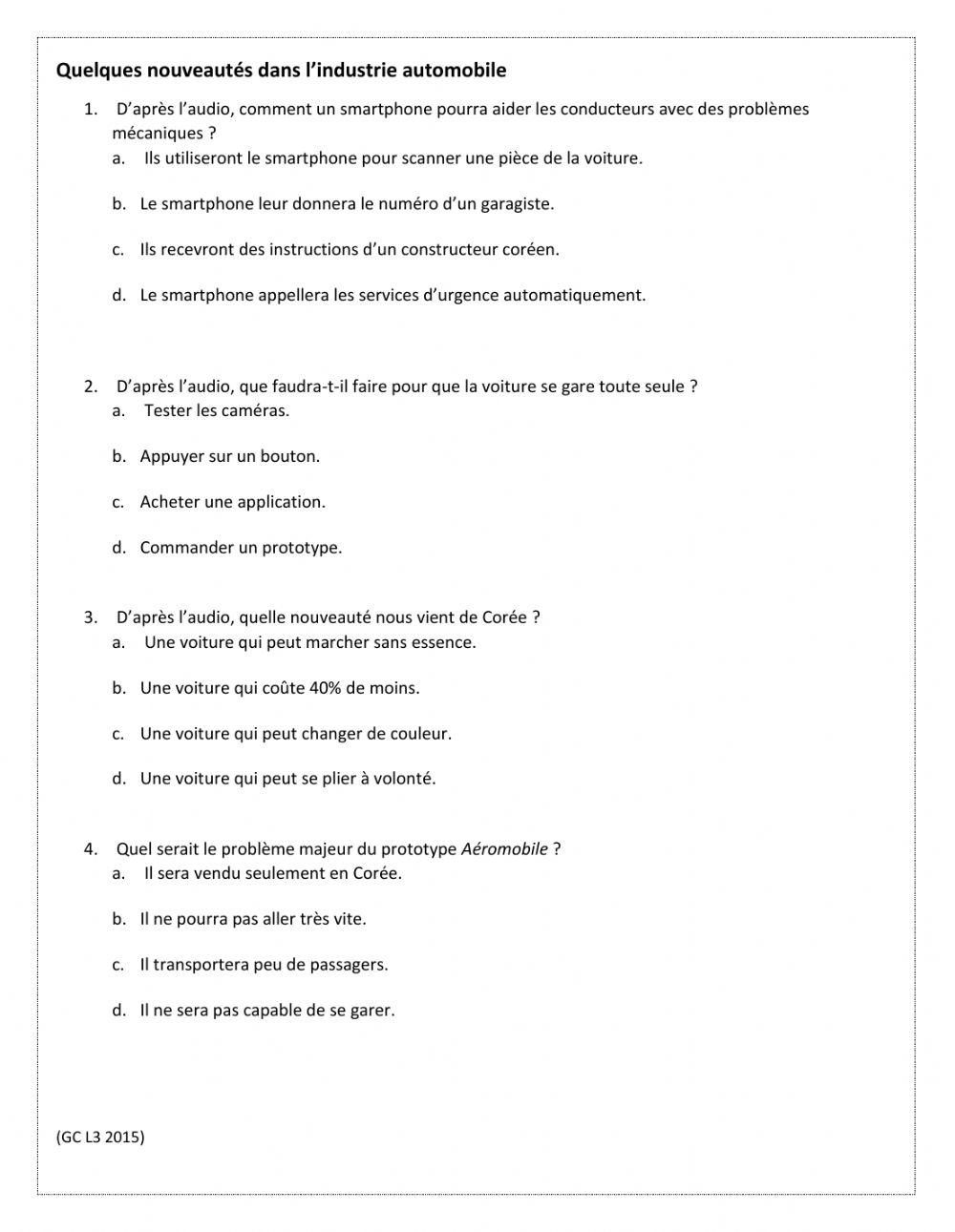 Ecoute:  les nouveautés d'automobile