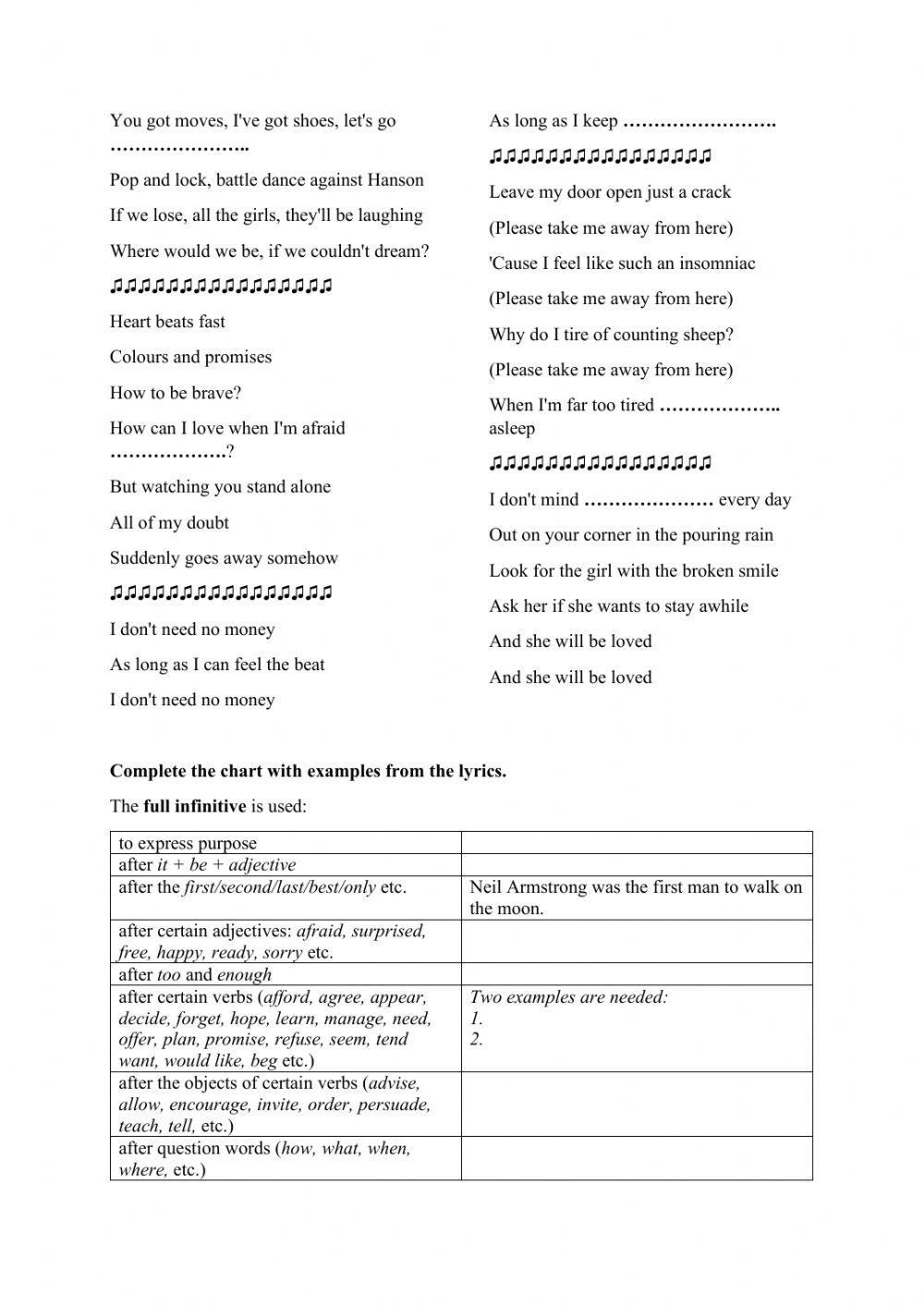 Gerund and infinitive