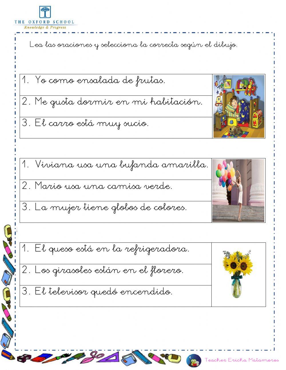 Lectura de oraciones