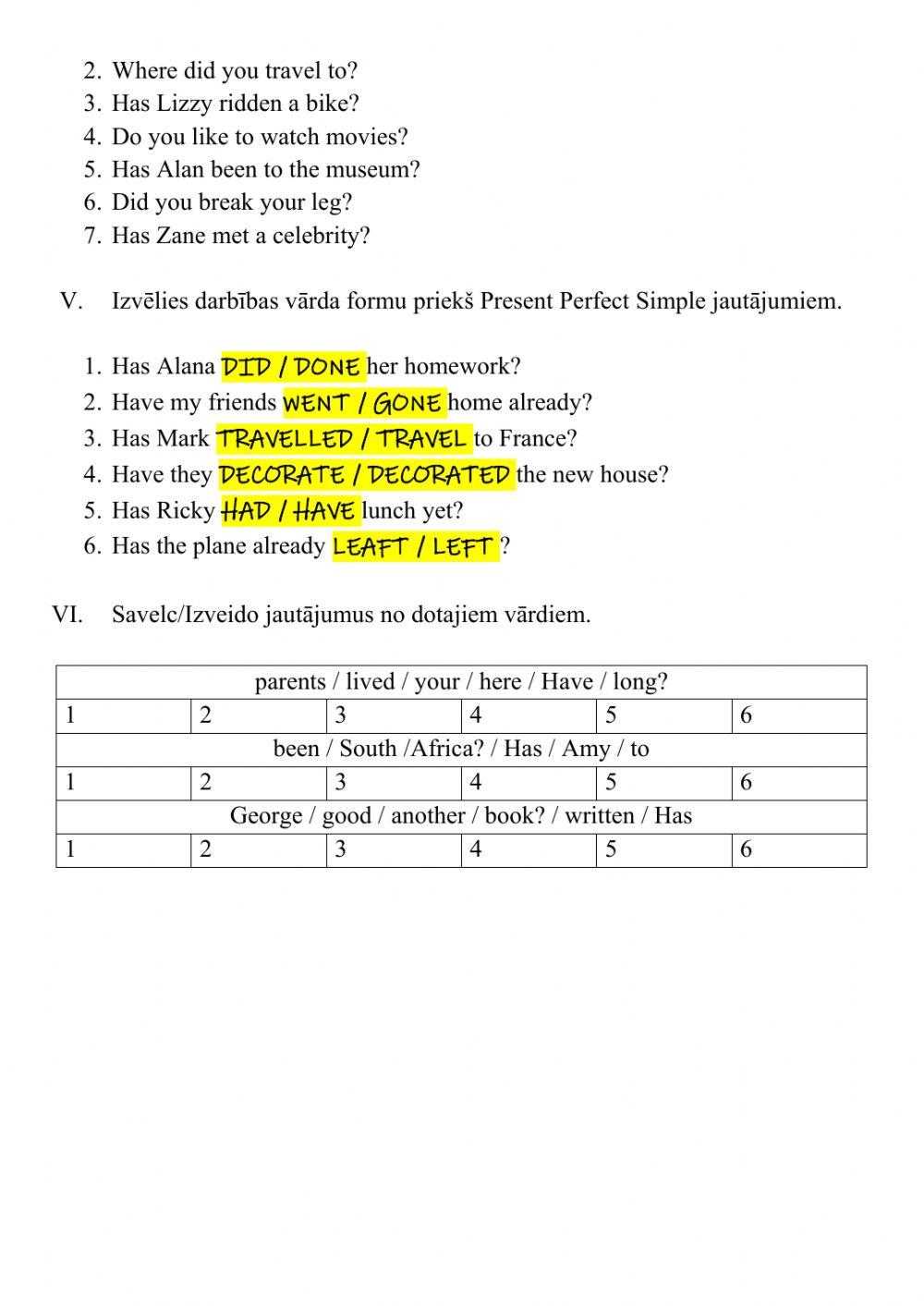 Present Perfect Simple