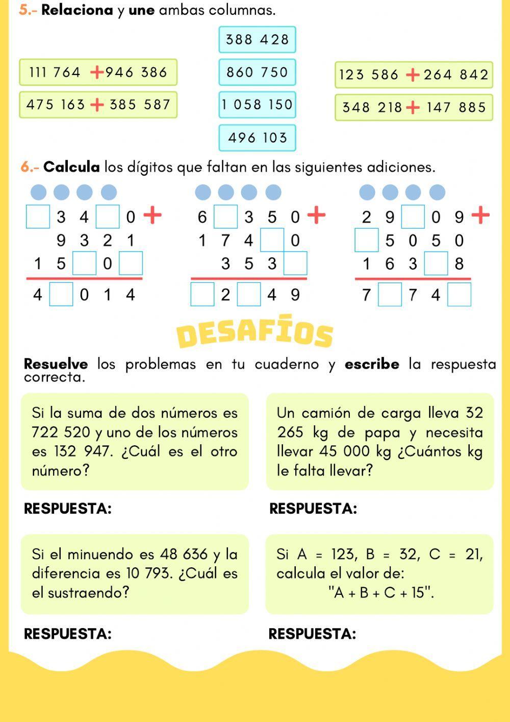 La adición y sustracción La adición y sustracción