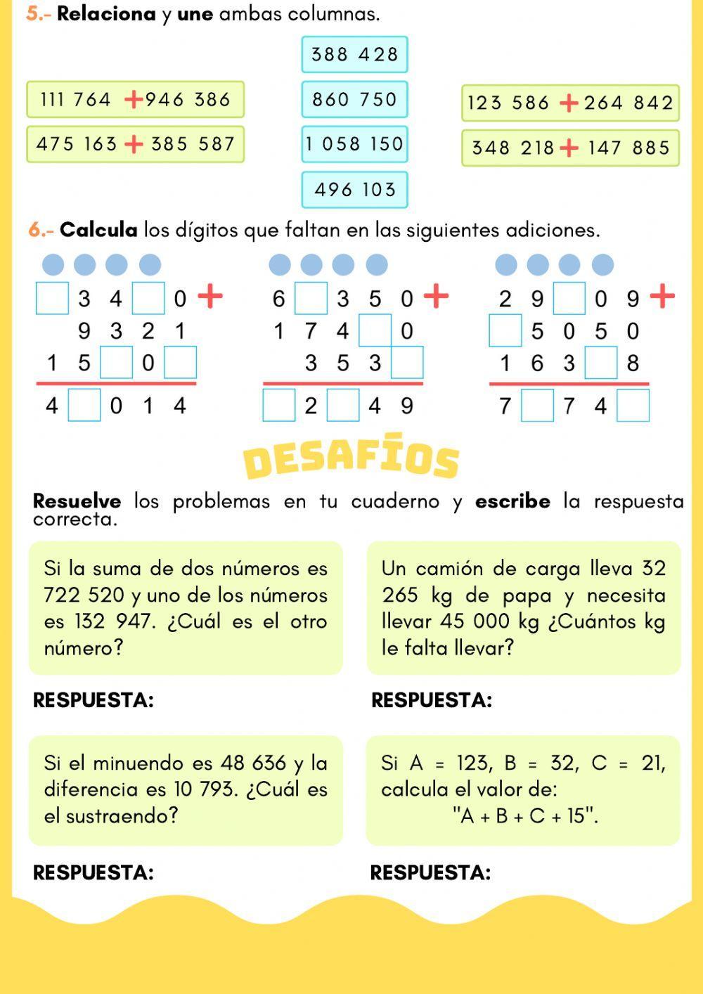 La adición y sustracción