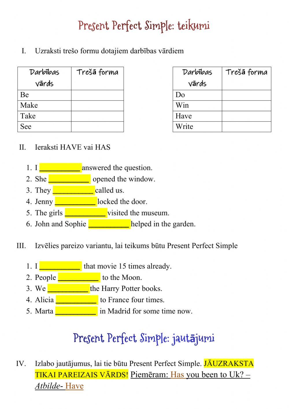 Present Perfect Simple-tense