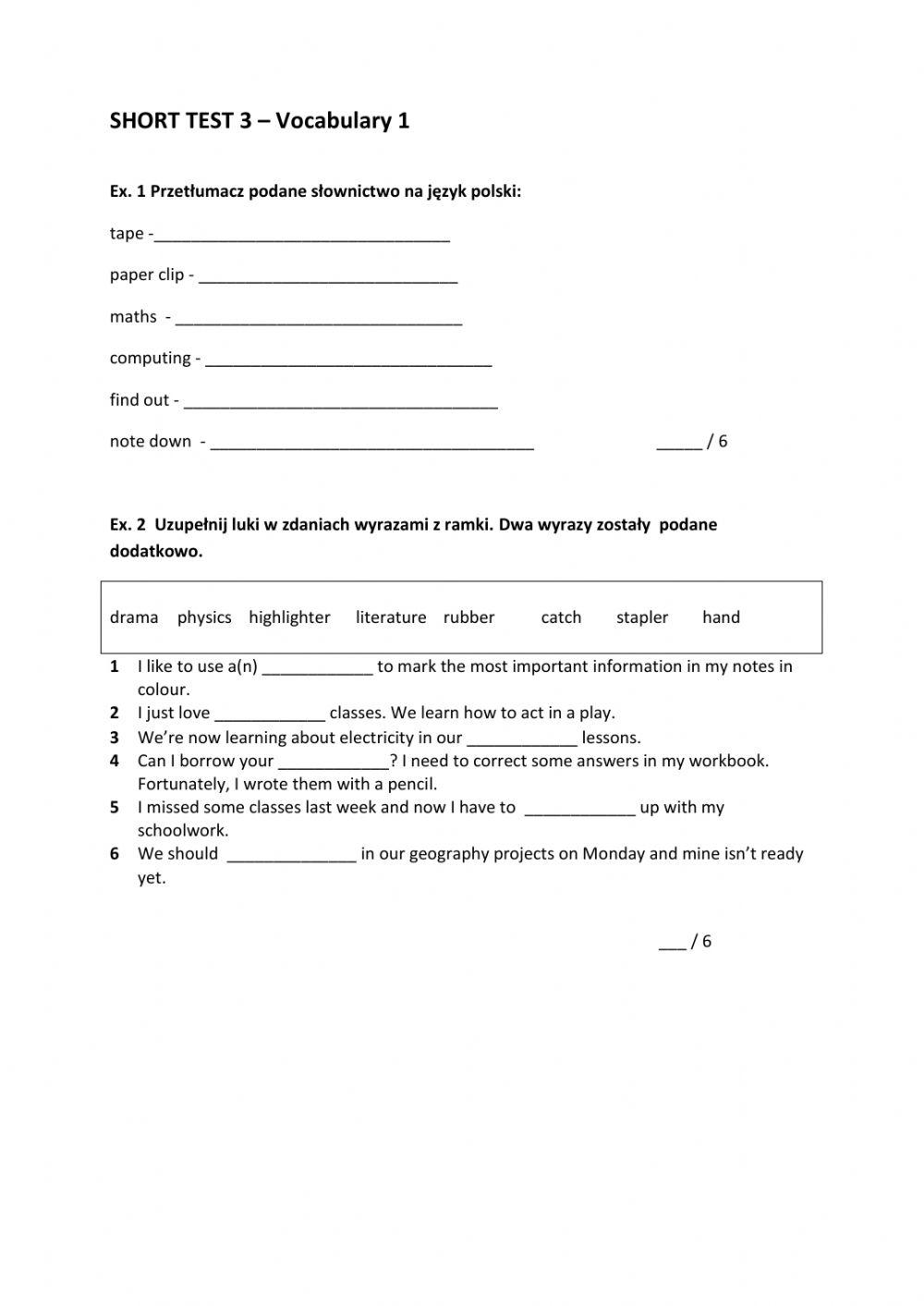 Vocabulary - education