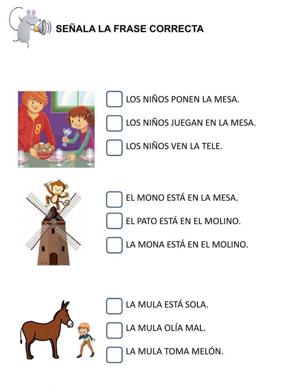 articulos y frases elegir y ordenar M