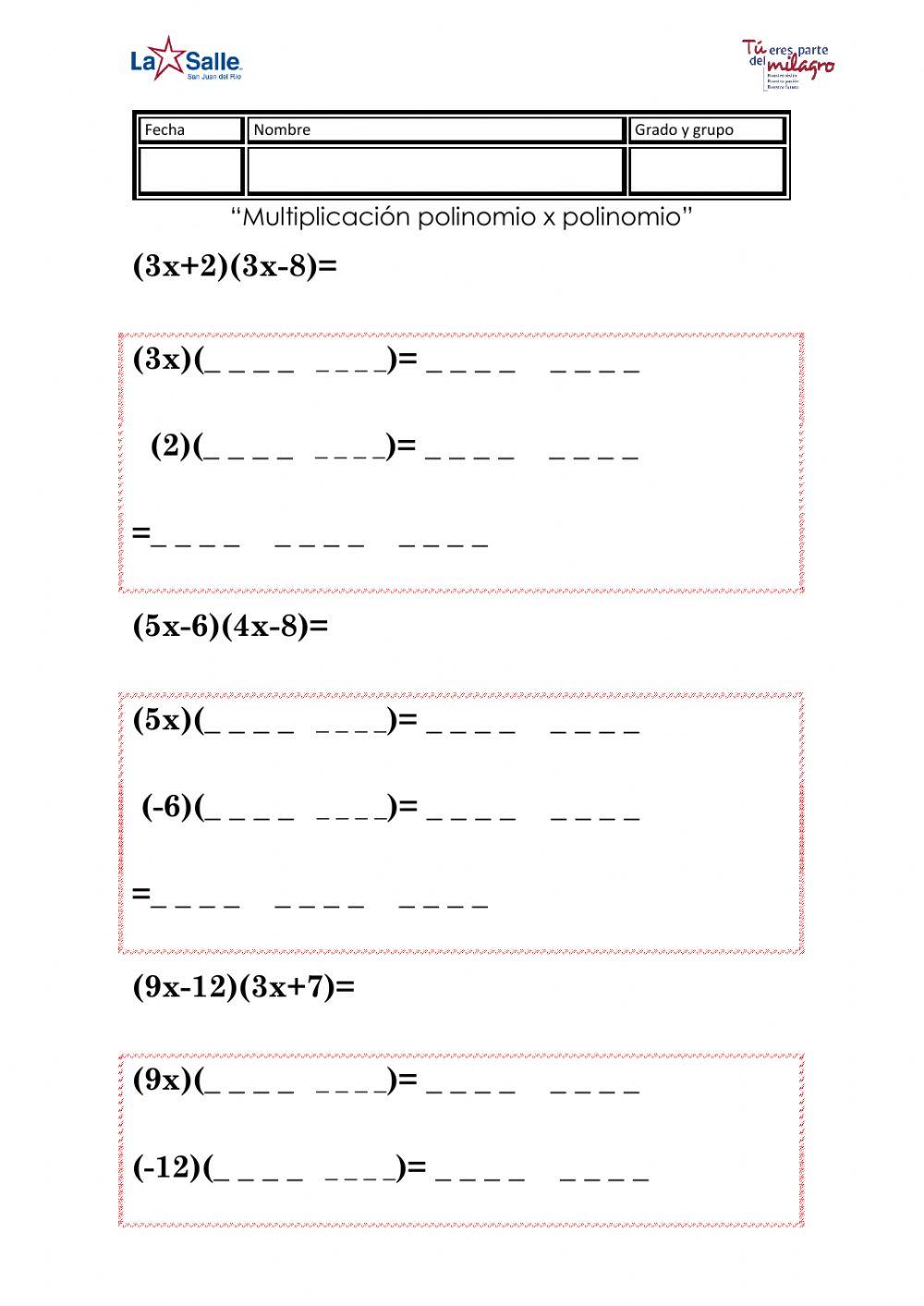 Multiplicación de polinomios