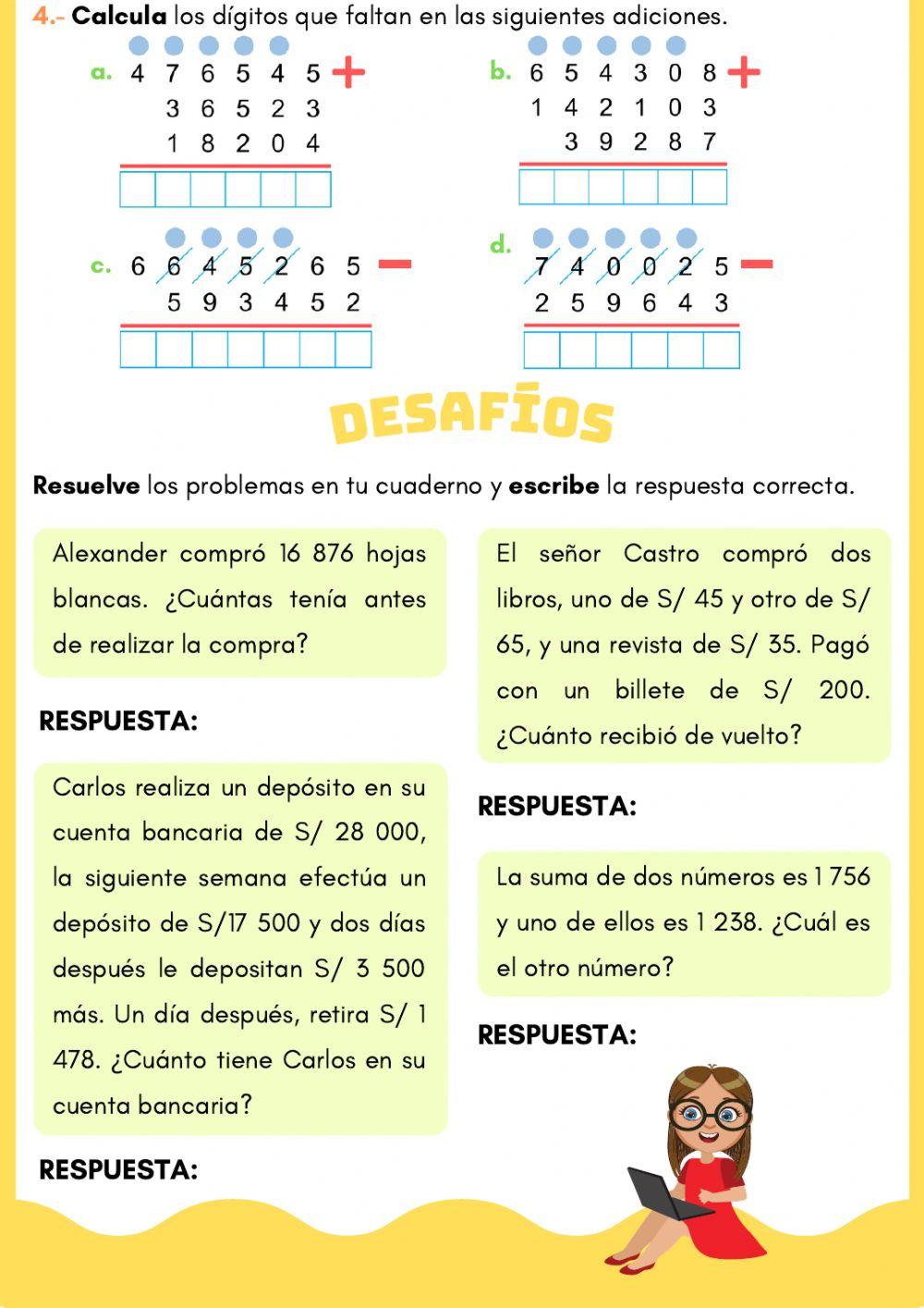 Adiciones y sustracciones Adiciones y sustracciones