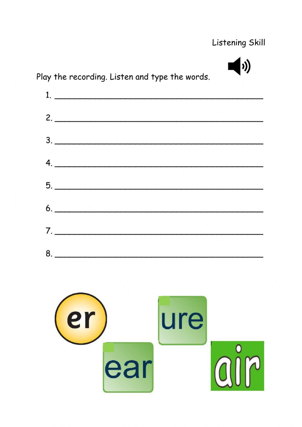 Phonics-Sounds 'ear', 'air', 'ure' and 'er'