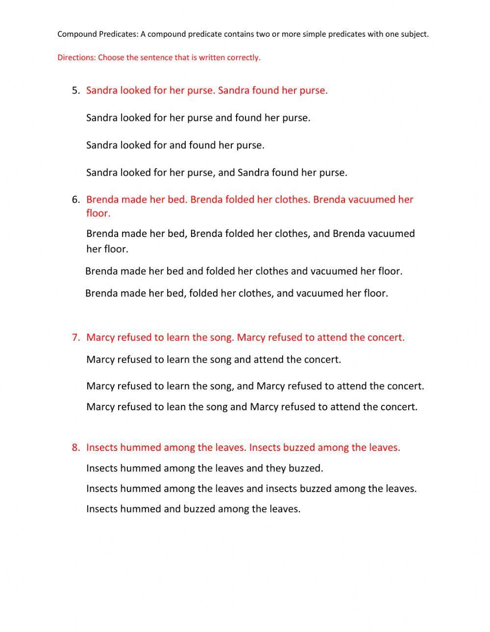 Compound subjects and compound predicates