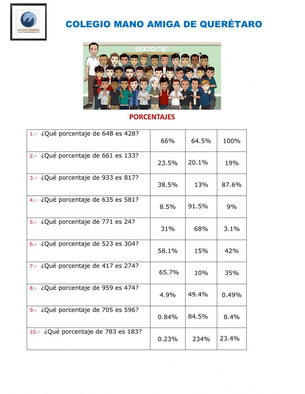 Porcentajes (número-base)
