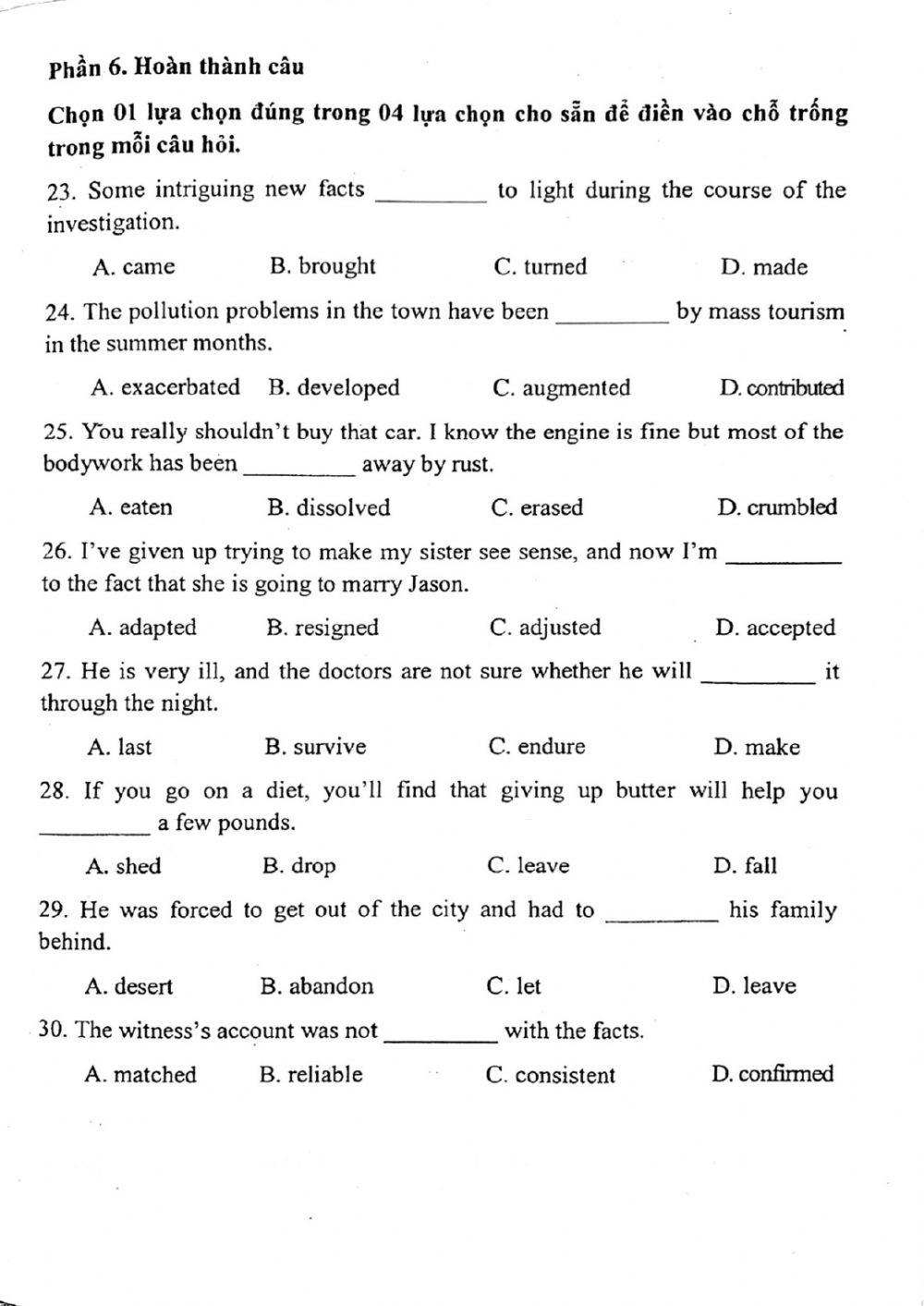 Đề thi đánh giá năng lực ngoại ngữ Tiếng Anh vào lớp 10 Chuyên ngoại ngữ - Số 13.1